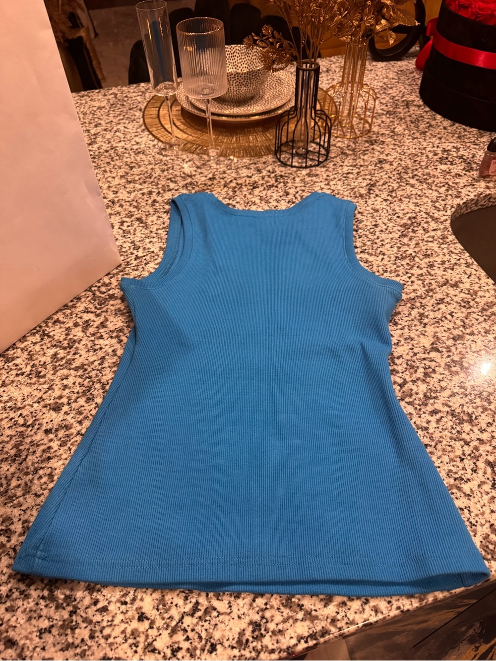 Loewe Bright Blue Ribbed Logo Tank - Picture 2 of 7